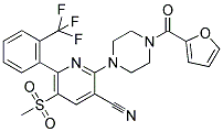 1-[3-CYANO-5-(METHYLSULFONYL)-6-(2-(TRIFLUOROMETHYL)PHENYL)PYRIDIN-2-YL]-4-(FURAN-2-YLCARBONYL)PIPERAZINE 结构式