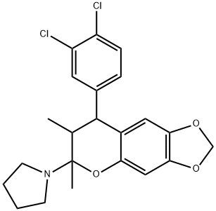 1-[8-(3,4-DICHLOROPHENYL)-6,7-DIMETHYL-7,8-DIHYDRO-6H-[1,3]DIOXOLO[4,5-G]CHROMEN-6-YL]PYRROLIDINE 结构式