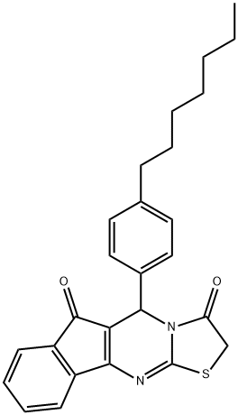5-(4-HEPTYLPHENYL)INDENO[1,2-D][1,3]THIAZOLO[3,2-A]PYRIMIDINE-3,6(2H,5H)-DIONE 结构式