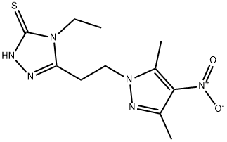 5-[2-(3,5-DIMETHYL-4-NITRO-PYRAZOL-1-YL)-ETHYL]-4-ETHYL-4H-[1,2,4]TRIAZOLE-3-THIOL 结构式