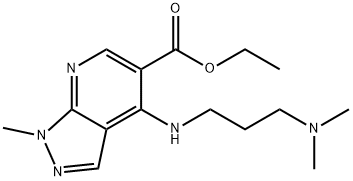 ETHYL 4-([3-(DIMETHYLAMINO)PROPYL]AMINO)-1-METHYL-1H-PYRAZOLO[3,4-B]PYRIDINE-5-CARBOXYLATE 结构式