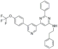 PHENETHYL-(2-PHENYL-6-[5-(4-TRIFLUOROMETHOXY-PHENYL)-PYRIDIN-3-YL]-PYRIMIDIN-4-YL)-AMINE 结构式