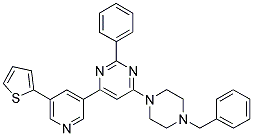 4-(4-BENZYL-PIPERAZIN-1-YL)-2-PHENYL-6-(5-THIOPHEN-2-YL-PYRIDIN-3-YL)-PYRIMIDINE 结构式