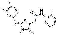 2-{(2Z)-2-[(3,4-DIMETHYLPHENYL)IMINO]-3-METHYL-4-OXO-1,3-THIAZOLIDIN-5-YL}-N-(2-METHYLPHENYL)ACETAMIDE 结构式