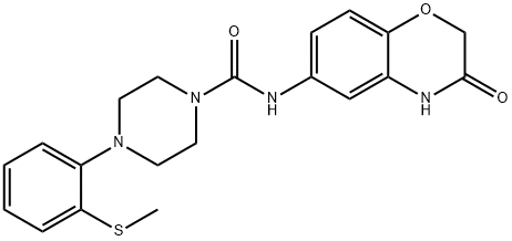 4-[2-(METHYLSULFANYL)PHENYL]-N-(3-OXO-3,4-DIHYDRO-2H-1,4-BENZOXAZIN-6-YL)TETRAHYDRO-1(2H)-PYRAZINECARBOXAMIDE 结构式