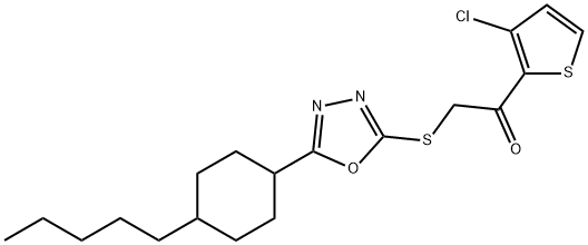 1-(3-CHLORO-2-THIENYL)-2-([5-(4-PENTYLCYCLOHEXYL)-1,3,4-OXADIAZOL-2-YL]SULFANYL)-1-ETHANONE 结构式