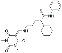 1-CYCLOHEXYL-1-(3-((1,3-DIMETHYL-2,4,6-TRIOXO-TETRAHYDROPYRIMIDIN-5(6H)-YLIDENE)METHYLAMINO)PROPYL)-3-PHENYLTHIOUREA 结构式