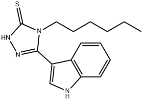 4-HEXYL-5-(1H-INDOL-3-YL)-4H-[1,2,4]TRIAZOLE-3-THIOL 结构式