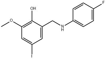 2-[(4-FLUOROANILINO)METHYL]-4-IODO-6-METHOXYBENZENOL 结构式
