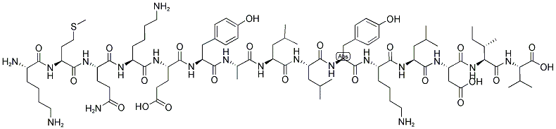 H-LYS-MET-GLN-LYS-GLU-TYR-ALA-LEU-LEU-TYR-LYS-LEU-ASP-ILE-VAL-OH 结构式