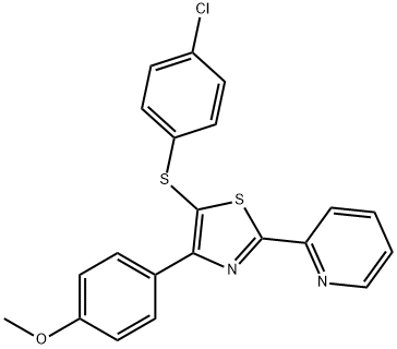 2-[5-[(4-CHLOROPHENYL)SULFANYL]-4-(4-METHOXYPHENYL)-1,3-THIAZOL-2-YL]PYRIDINE 结构式