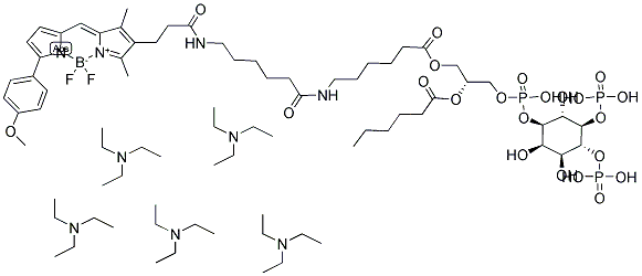 BODIPY(R) TMR-X C6-PHOSPHATIDYLINOSITOL 4,5-DIPHOSPHATE, PENTA(TRIETHYLAMMONIUM) SALT 结构式