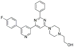 2-(4-(6-[5-(4-FLUORO-PHENYL)-PYRIDIN-3-YL]-2-PHENYL-PYRIMIDIN-4-YL)-PIPERAZIN-1-YL)-ETHANOL 结构式