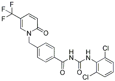 1-[4-[2,4-DIAZA-1,3-DIOXO-4-(2,6-DICHLOROPHENYL)BUT-1-YL]BENZYL]-5-(TRIFLUOROMETHYL)-2-PYRIDONE 结构式