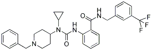 N-(1-BENZYLPIPERIDIN-4-YL)-N-CYCLOPROPYL-N'-[2-(((3-(TRIFLUOROMETHYL)BENZYL)AMINO)CARBONYL)PHENYL]UREA 结构式