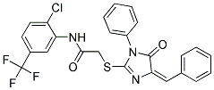 (E)-2-(4-BENZYLIDENE-5-OXO-1-PHENYL-4,5-DIHYDRO-1H-IMIDAZOL-2-YLTHIO)-N-(2-CHLORO-5-(TRIFLUOROMETHYL)PHENYL)ACETAMIDE 结构式