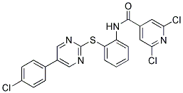 N-[2-((5-(4-Chlorophenyl)pyrimidin-2-yl)thio)phenyl]-2,6-dichloropyridine-4-carboxamide 结构式