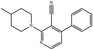 2-(4-甲基哌啶-1-基)-4-苯基烟腈 结构式
