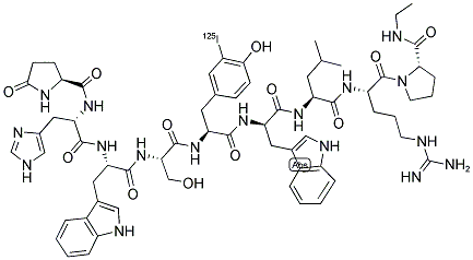 ([125I]-TYR)-(DES-GLY10,D-TRP6,PRO-NHET9)-LHRH 结构式