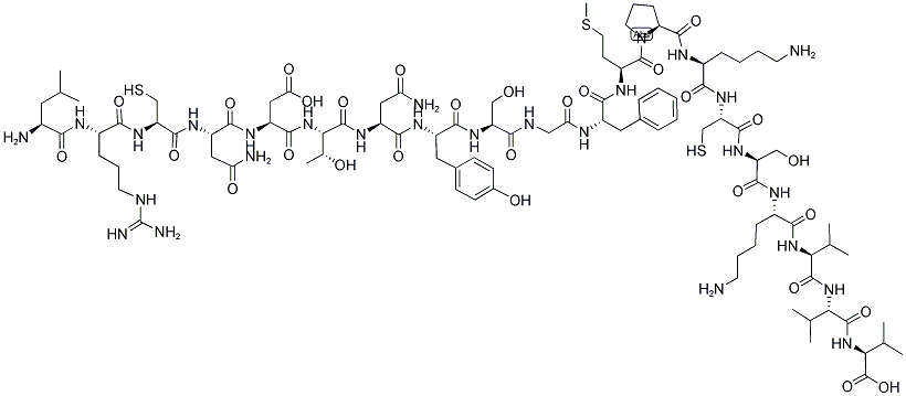 H-Leu-Arg-Cys-Asn-Asp-Thr-Asn-Tyr-Ser-Gly-Phe-Met-Pro-Lys-Cys-Ser-Lys-Val-Val-Val-OH 结构式