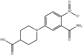 1-(3-氨基甲酰基-4-硝基苯基)哌啶-4-羧酸 结构式