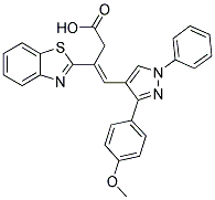 3-Benzothiazol-2-yl-4-[3-(4-methoxy-phenyl)-1-phenyl-1H-pyrazol-4-yl]-but-3-enoic acid 结构式