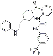 N-[2-((4-(1H-INDOL-3-YL)PIPERIDIN-1-YL)CARBONYL)PHENYL]-N'-(3-(TRIFLUOROMETHYL)PHENYL)UREA 结构式