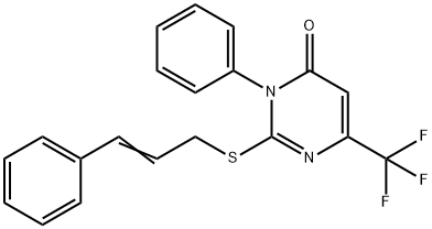 3-PHENYL-2-([(E)-3-PHENYL-2-PROPENYL]SULFANYL)-6-(TRIFLUOROMETHYL)-4(3H)-PYRIMIDINONE 结构式