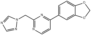 4-(1,3-Benzodioxol-5-yl)-2-(1H-1,2,4-triazol-1-ylmethyl)pyrimidine 结构式