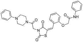 (E)-2-(2-((2,4-DIOXO-3-(2-OXO-2-(4-PHENYLPIPERAZIN-1-YL)ETHYL)THIAZOLIDIN-5-YLIDENE)METHYL)PHENOXY)-N-PHENYLACETAMIDE 结构式