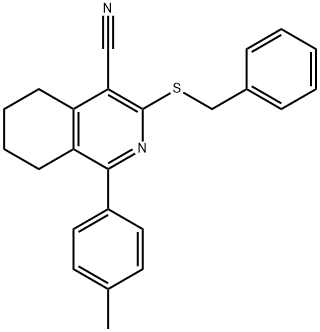 3-(BENZYLSULFANYL)-1-(4-METHYLPHENYL)-5,6,7,8-TETRAHYDRO-4-ISOQUINOLINECARBONITRILE 结构式