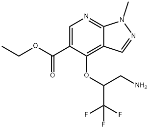 ETHYL 4-[1-(AMINOMETHYL)-2,2,2-TRIFLUOROETHOXY]-1-METHYL-1H-PYRAZOLO[3,4-B]PYRIDINE-5-CARBOXYLATE 结构式