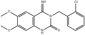 3-(2-CHLOROBENZYL)-4-IMINO-6,7-DIMETHOXY-3,4-DIHYDRO-2(1H)-QUINAZOLINETHIONE 结构式