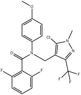 N-([5-CHLORO-1-METHYL-3-(TRIFLUOROMETHYL)-1H-PYRAZOL-4-YL]METHYL)-2,6-DIFLUORO-N-(4-METHOXYPHENYL)BENZENECARBOXAMIDE 结构式