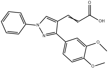 (E)-3-(3-(3,4-二甲氧基苯基)-1-苯基-1H-吡唑-4-基)丙烯酸 结构式