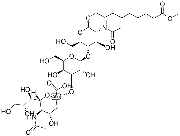 8-METHOXYCARBONYLOCTYL 5-ACETAMIDO-3,5-DI-DEOXY-D-GLYCERO-ALPHA-D-GALACTO-2-NONULOPYRANOSYL(2-3)-BETA-D-GALACTOPYRANOSYL(1-4)-2-ACETAMIDO-2-DEOXYB-D-GLUCOPYRANOSIDE 结构式