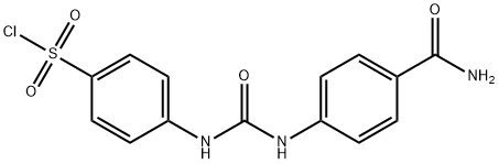 4-[3-(4-CARBAMOYL-PHENYL)-UREIDO]-BENZENESULFONYL CHLORIDE 结构式