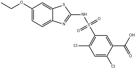 2,4-二氯-5-(N-(6-乙氧基苯并[D]噻唑-2-基)氨磺酰基)苯甲酸 结构式