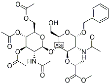 BENZYL 4-O-(2-ACETAMIDO-2-DEOXY-3,4,6-TRI-O-ACETYL-BETA-D-GLUCOPYRANOSL)-N-ACETYL-ALPHA-D-MURAMIC ACID, METHYL ESTER 结构式