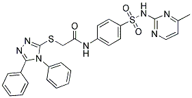 2-(4,5-DIPHENYL-4H-1,2,4-TRIAZOL-3-YLTHIO)-N-(4-(N-(4-METHYLPYRIMIDIN-2-YL)SULFAMOYL)PHENYL)ACETAMIDE 结构式