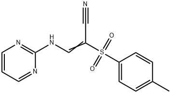 2-((4-METHYLPHENYL)SULFONYL)-3-(PYRIMIDIN-2-YLAMINO)PROP-2-ENENITRILE 结构式