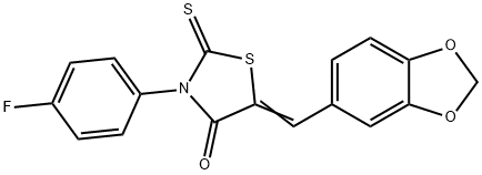 5-(1,3-BENZODIOXOL-5-YLMETHYLENE)-3-(4-FLUOROPHENYL)-2-THIOXO-1,3-THIAZOLAN-4-ONE 结构式