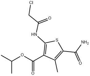 5-氨基羰基-2-(2-氯乙烷酰基氨基)-4-甲基-噻吩-3-甲酸丙-2-酯 结构式