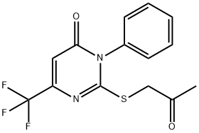 2-[(2-OXOPROPYL)SULFANYL]-3-PHENYL-6-(TRIFLUOROMETHYL)-4(3H)-PYRIMIDINONE 结构式