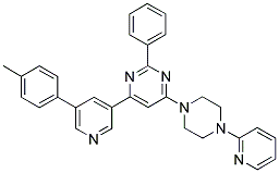 2-PHENYL-4-(4-PYRIDIN-2-YL-PIPERAZIN-1-YL)-6-(5-P-TOLYL-PYRIDIN-3-YL)-PYRIMIDINE 结构式