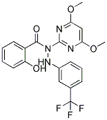 2-HYDROXYBENZOIC ACID, 1-(4,6-DIMETHOXYPYRIMIDIN-2-YL)-2-[3-(TRIFLUOROMETHYL)PHENYL]HYDRAZIDE 结构式