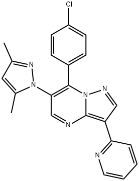 7-(4-CHLOROPHENYL)-6-(3,5-DIMETHYL-1H-PYRAZOL-1-YL)-3-(2-PYRIDINYL)PYRAZOLO[1,5-A]PYRIMIDINE 结构式