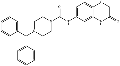 4-Benzhydryl-N-(3-oxo-3,4-dihydro-2H-1,4-benzoxazin-6-yl)tetrahydro-1(2H)-pyrazinecarboxamide 结构式