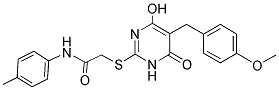 2-{[4-HYDROXY-5-(4-METHOXYBENZYL)-6-OXO-1,6-DIHYDROPYRIMIDIN-2-YL]THIO}-N-(4-METHYLPHENYL)ACETAMIDE 结构式