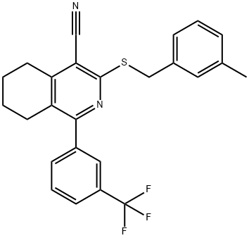 3-[(3-METHYLBENZYL)SULFANYL]-1-[3-(TRIFLUOROMETHYL)PHENYL]-5,6,7,8-TETRAHYDRO-4-ISOQUINOLINECARBONITRILE 结构式